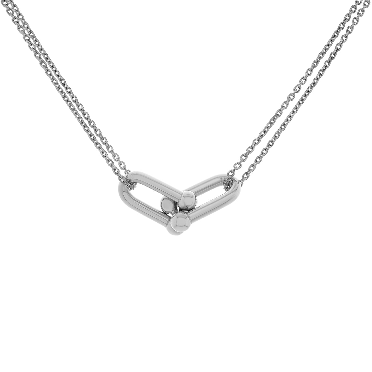 Exclusive Tiffany & Co. Sterling Silver Large Double Link Pendant — Side View
