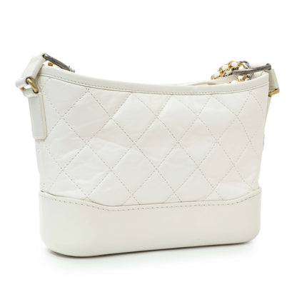 Exclusive Chanel White Aged Calfskin Quilted Small Gabrielle Hobo — Side View