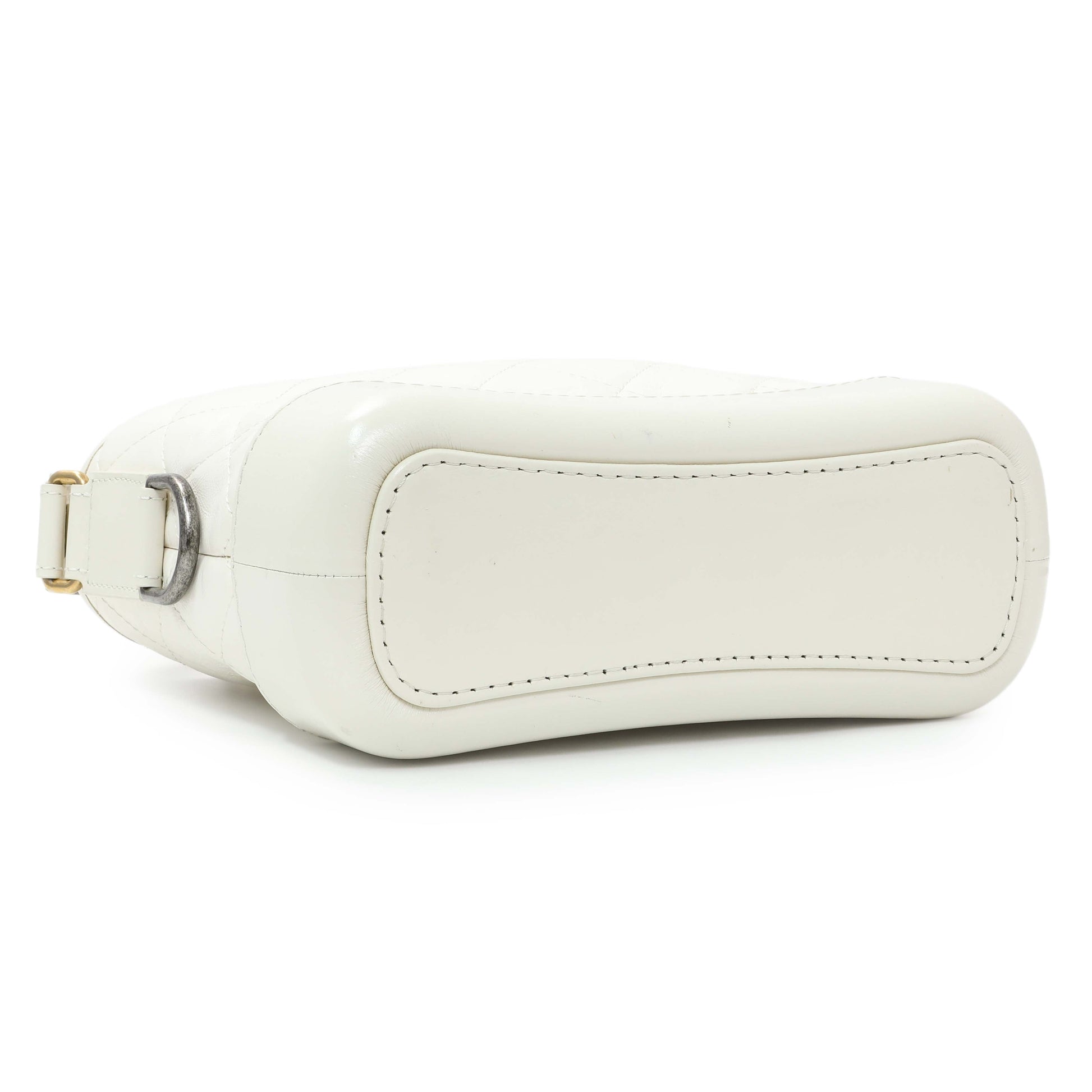 Exclusive Chanel White Aged Calfskin Quilted Small Gabrielle Hobo — Back View