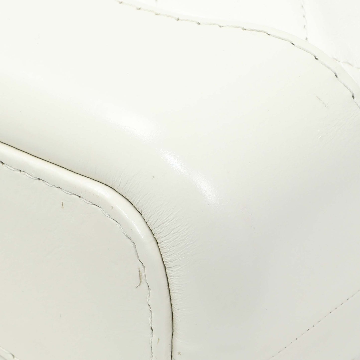 Exclusive Chanel White Aged Calfskin Quilted Small Gabrielle Hobo — Detail View