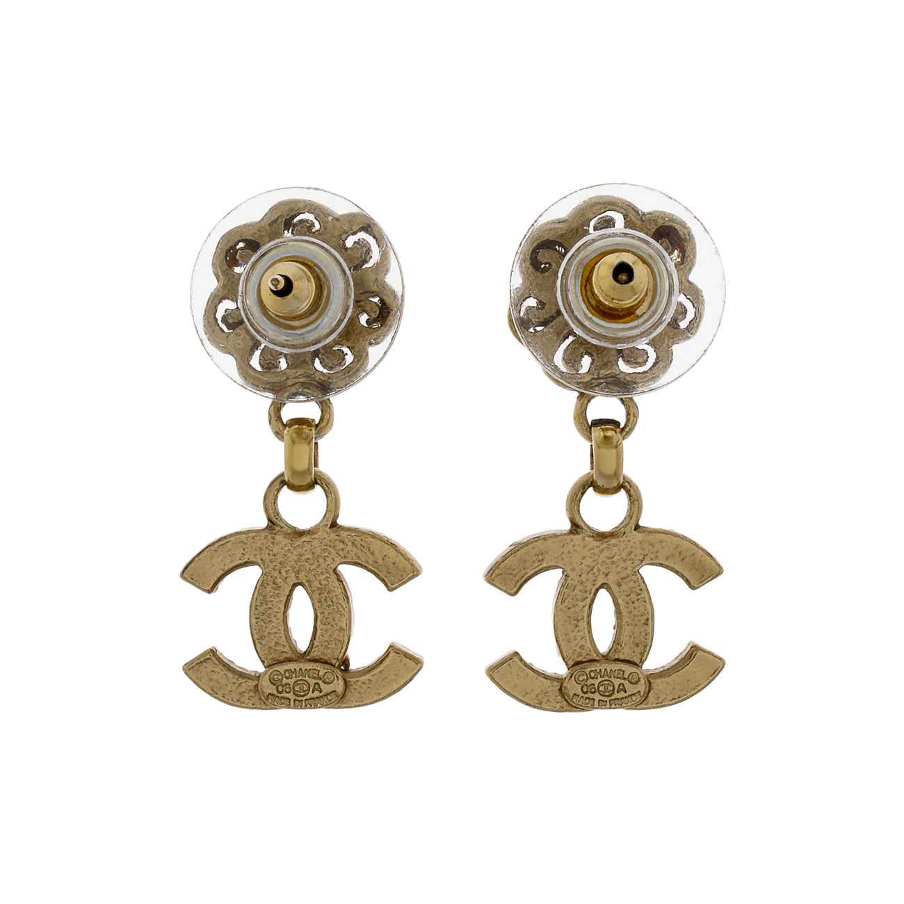 Exclusive Chanel CC Drop Earrings — Side View