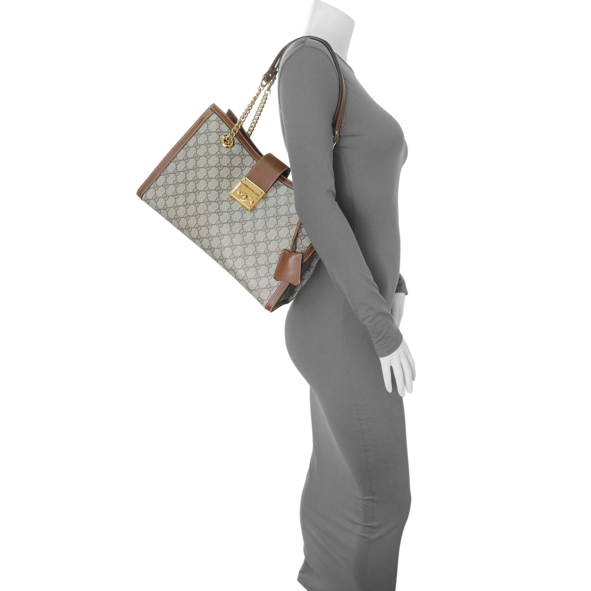 Exclusive Gucci GG Supreme Monogram Medium Padlock Tote — Alternate View 11
