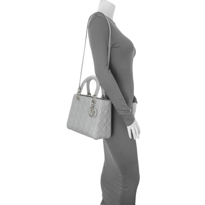 Exclusive Christian Dior Grey Lambskin Cannage Medium Lady Dior — Alternate View 15