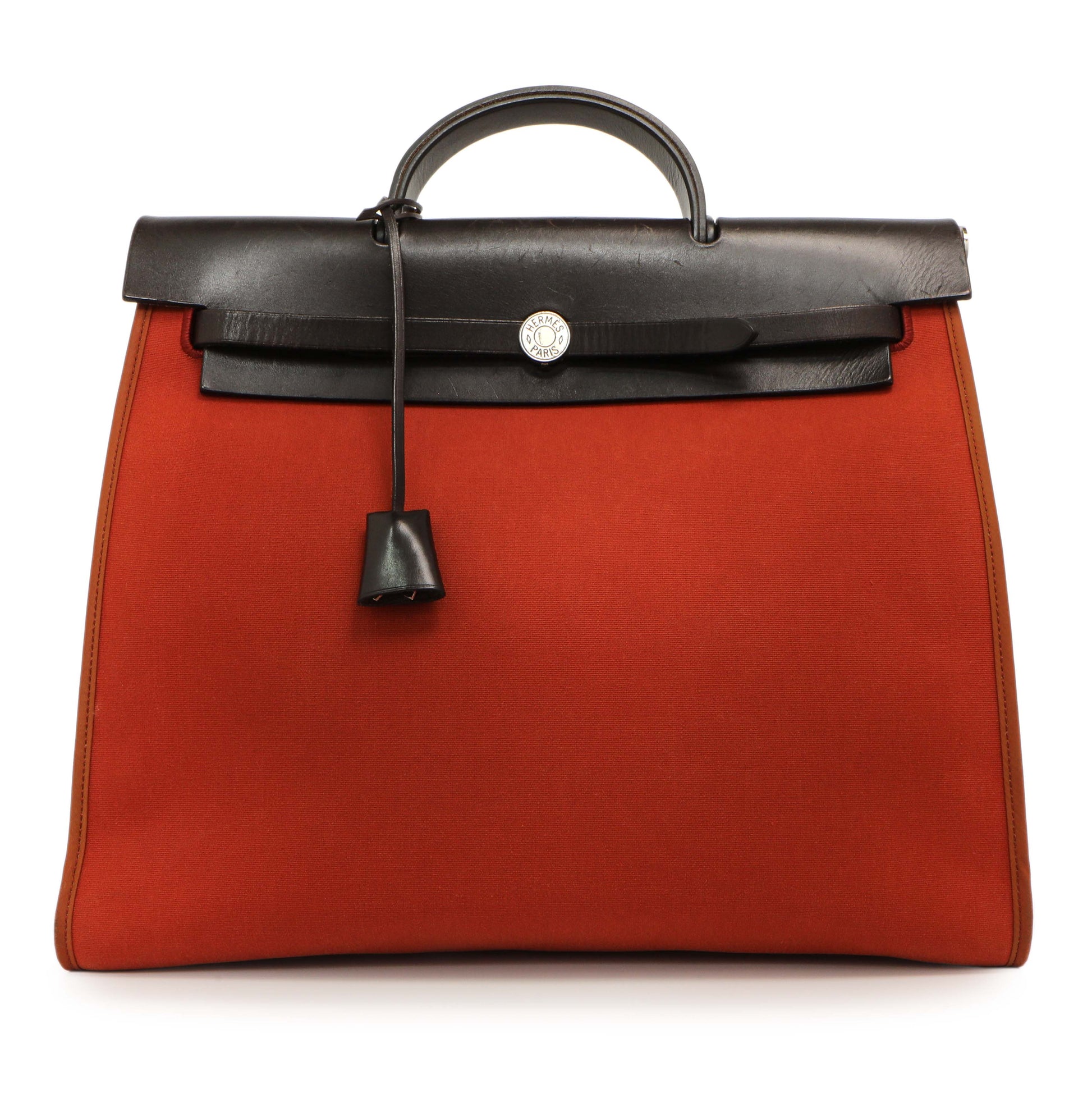 Exclusive Hermes Rouge Venetian Toile Vache Hunter Herbag Zip 39 — Front View