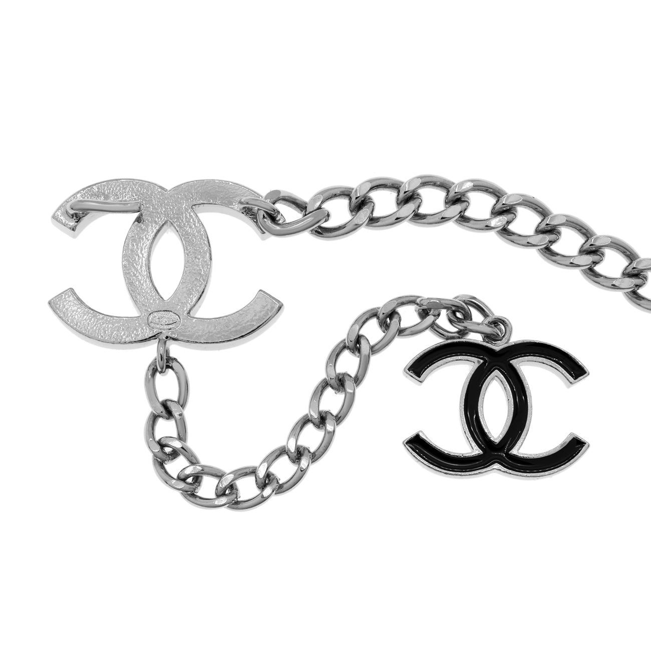 Exclusive Chanel Metal Black Enamel CC Chain Belt — Side View