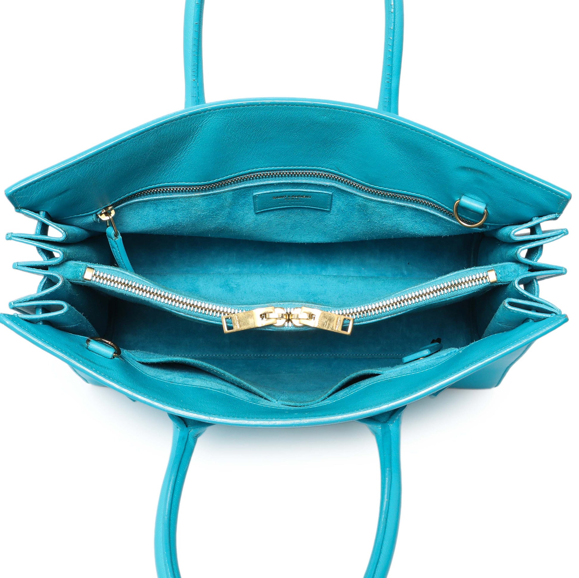 Exclusive Saint Laurent Blue Calfskin Small Sac De Jour — Alternate View 8