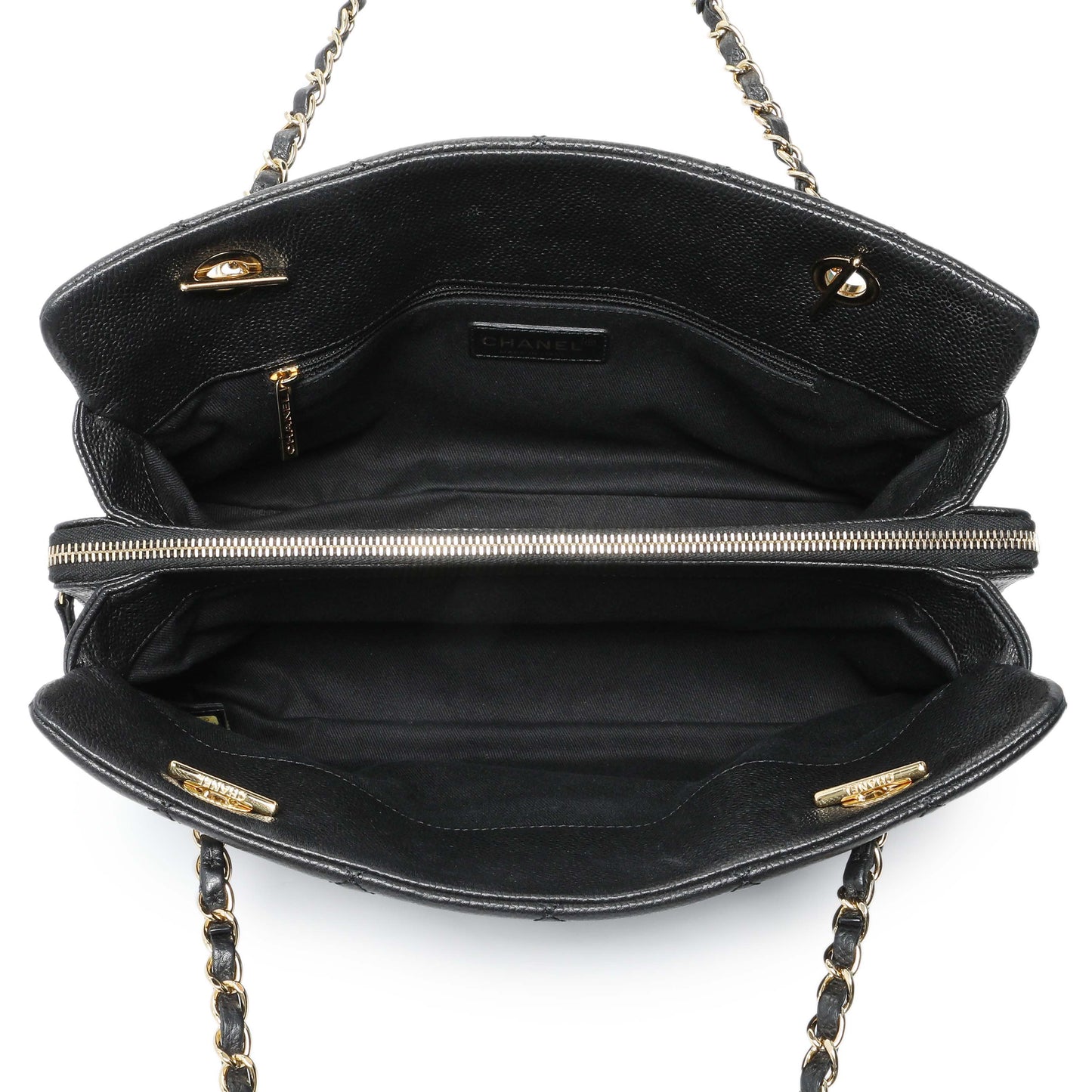 Exclusive Chanel Black Caviar Quilted Timeless CC Soft Tote — Alternate View 8