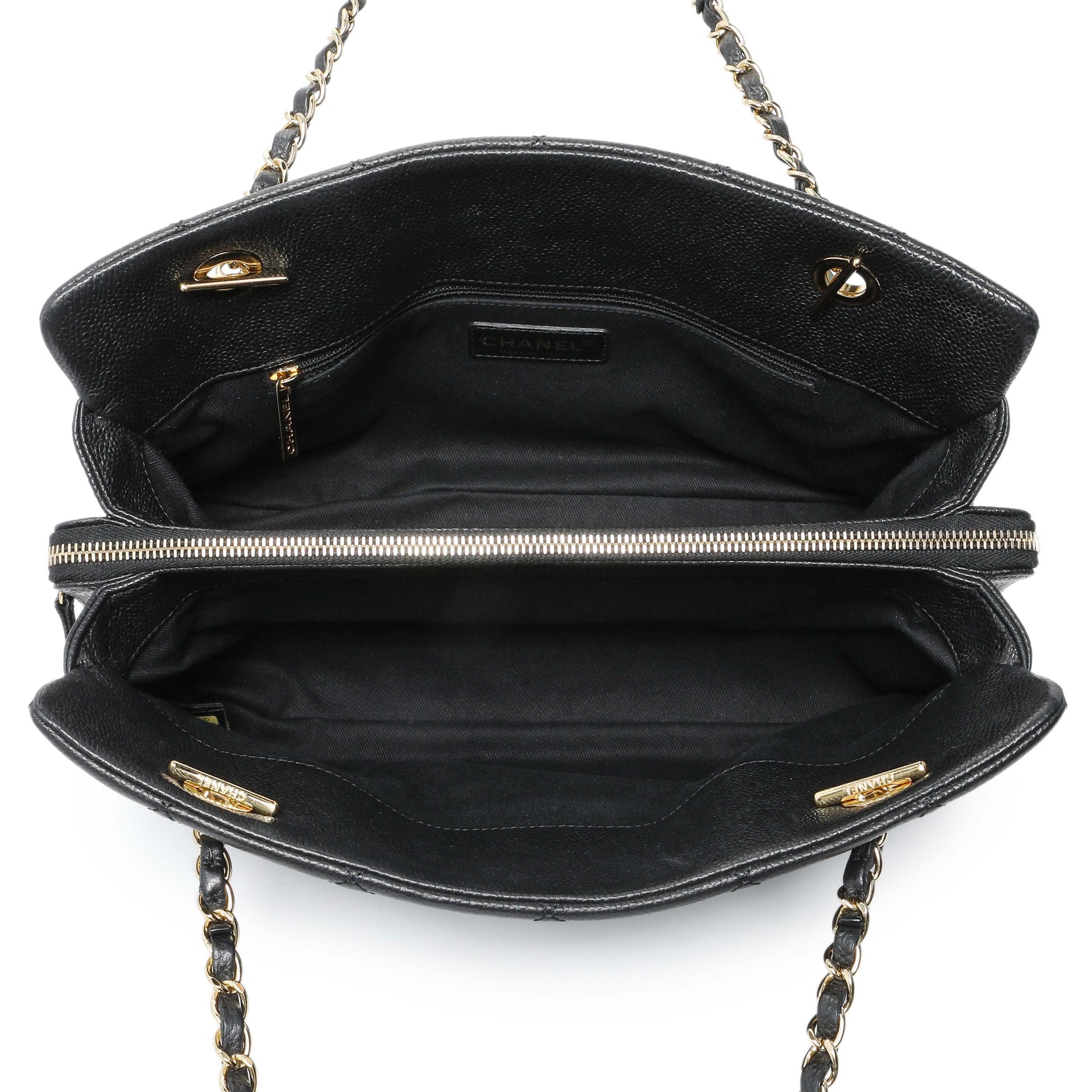 Exclusive Chanel Black Caviar Quilted Timeless CC Soft Tote — Alternate View 8