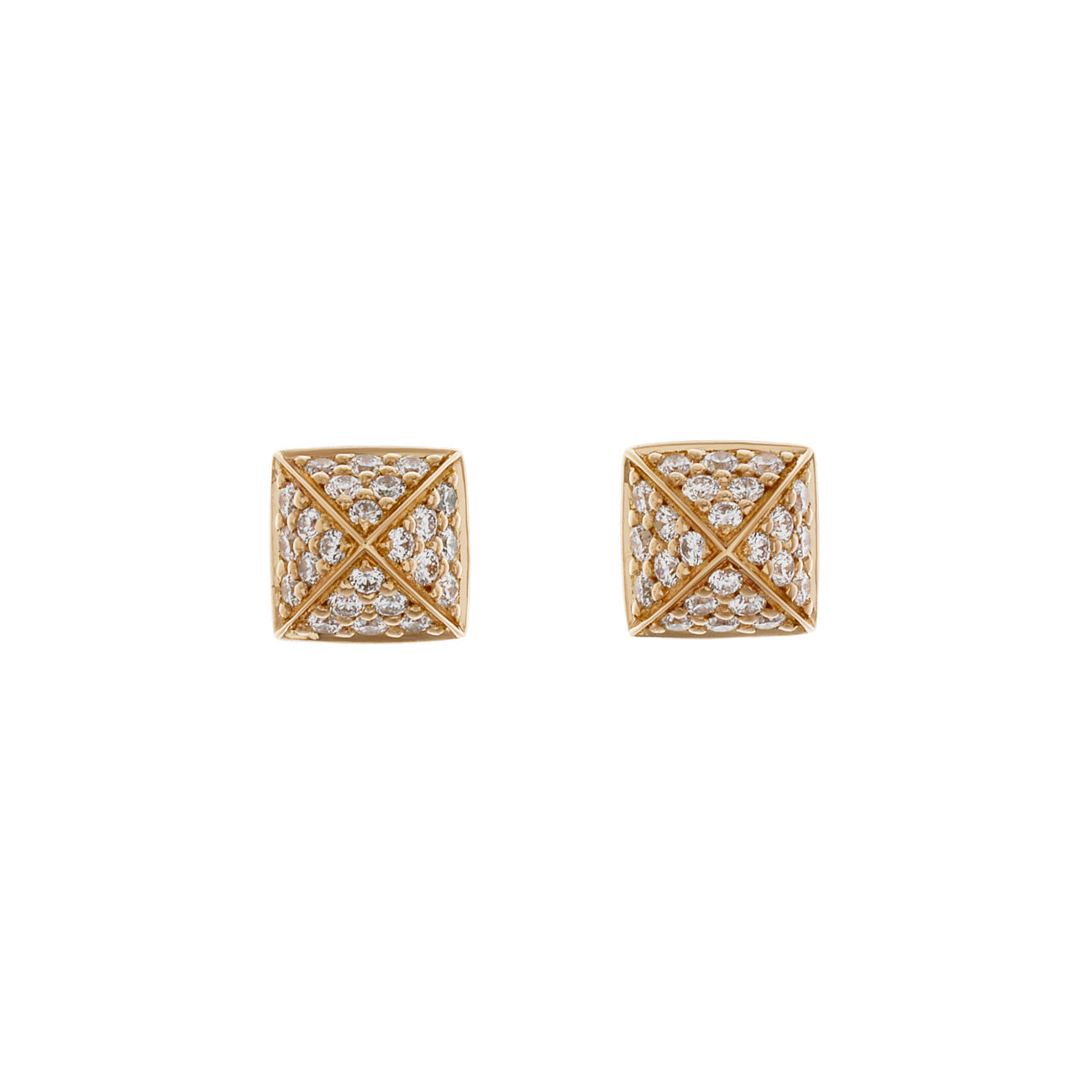 Exclusive Hermes 18K Rose Gold Diamond Clou d'H Earrings — Front View