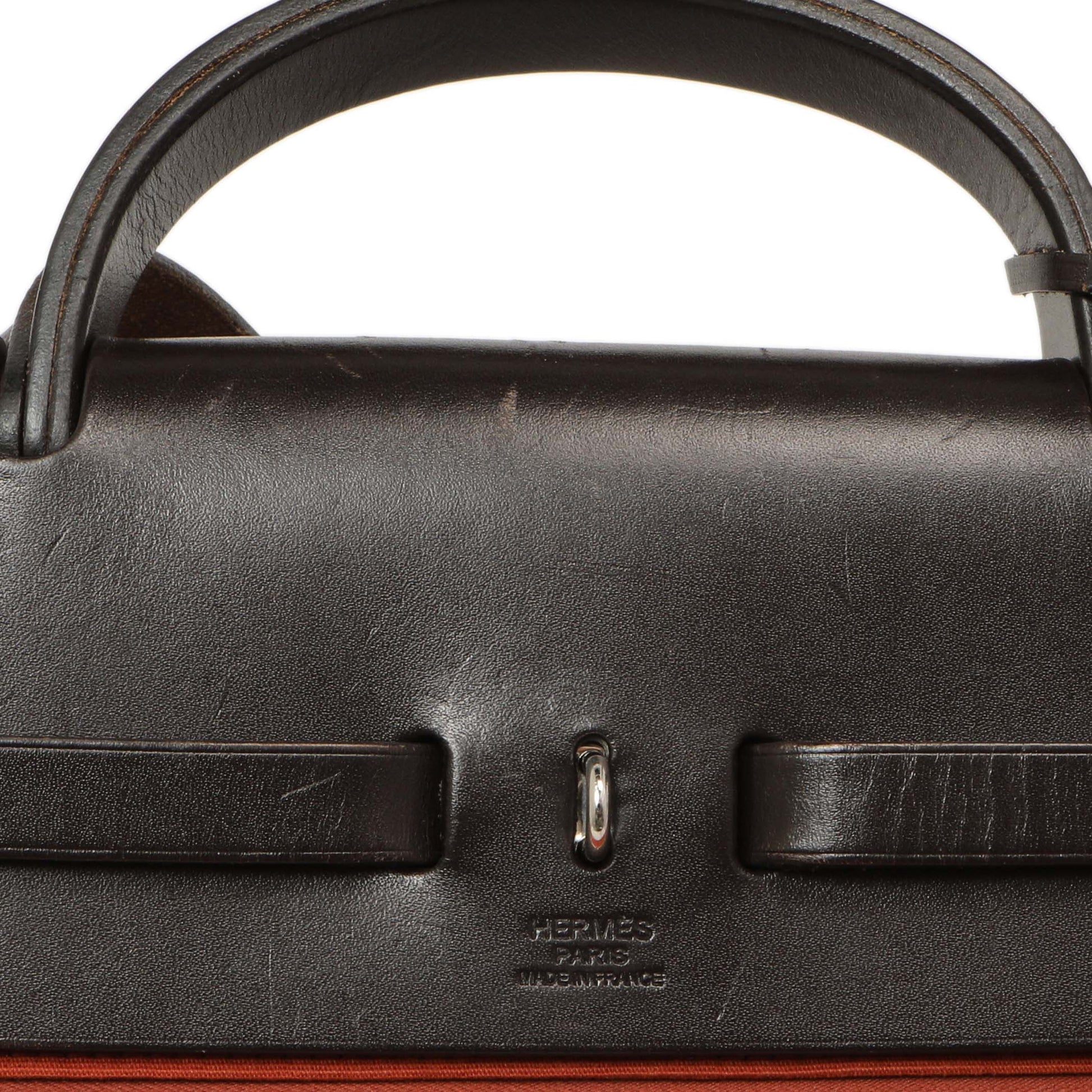 Exclusive Hermes Rouge Venetian Toile Vache Hunter Herbag Zip 39 — Alternate View 9