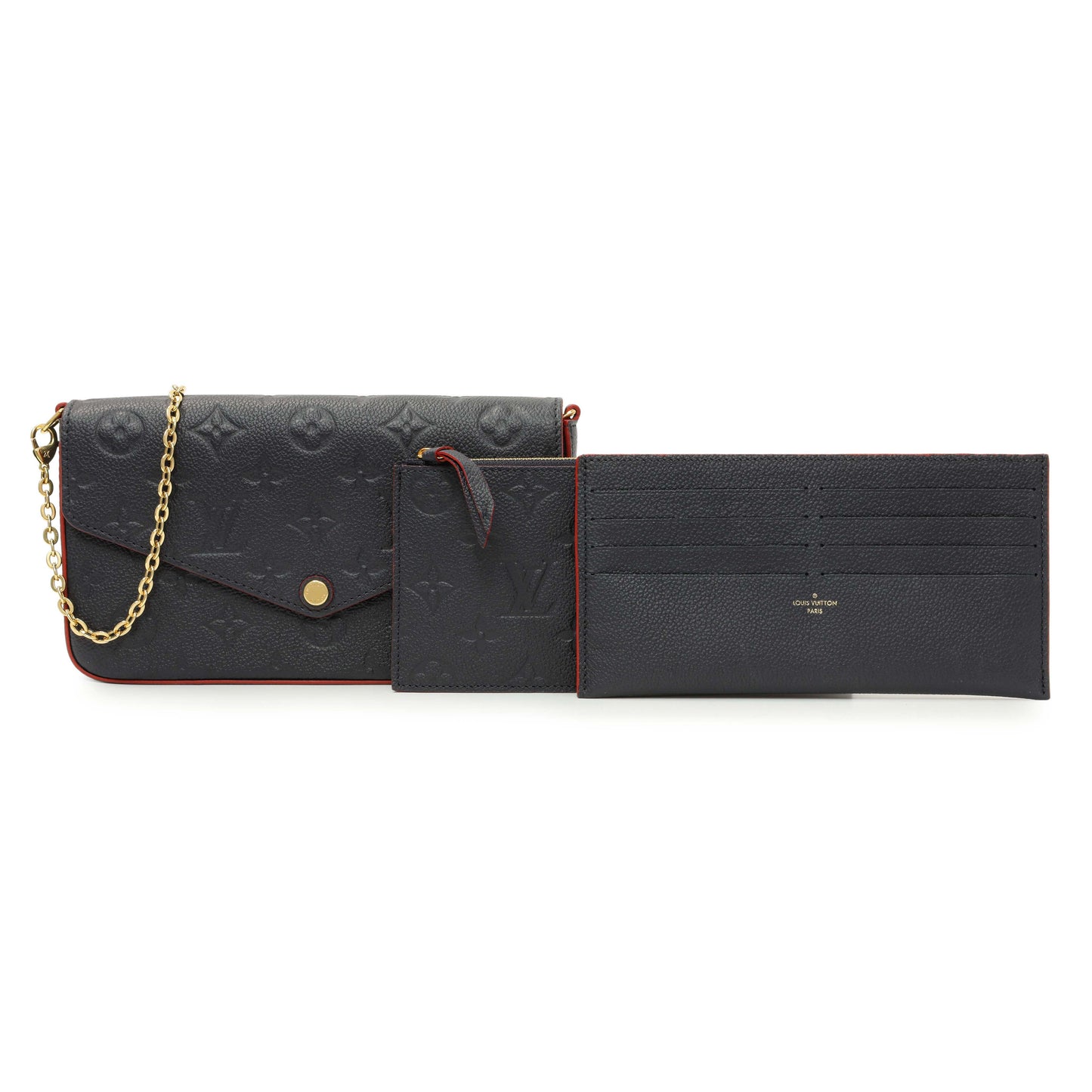 Exclusive Louis Vuitton Marine Rouge Empreinte Pochette Felicie Chain Wallet — Front View