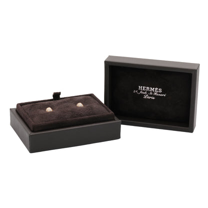 Exclusive Hermes 18K Rose Gold Diamond Clou d'H Earrings — Top View