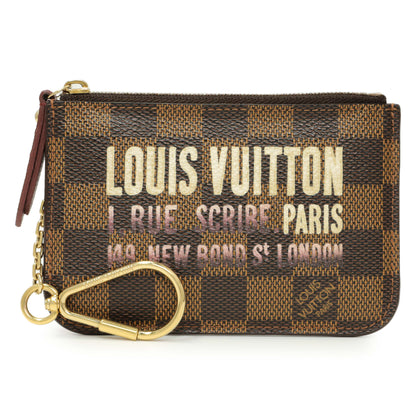 Exclusive Louis Vuitton Damier Ebene Scribe Affiche Key Pouch — Front View