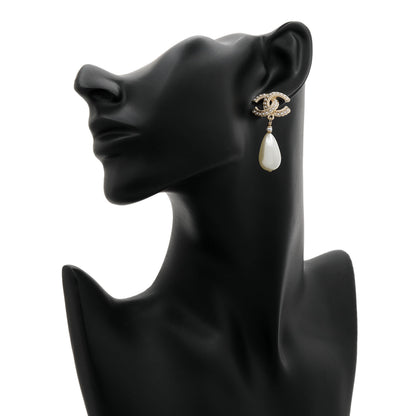Exclusive Chanel CC Pearl Drop Earrings — Back View