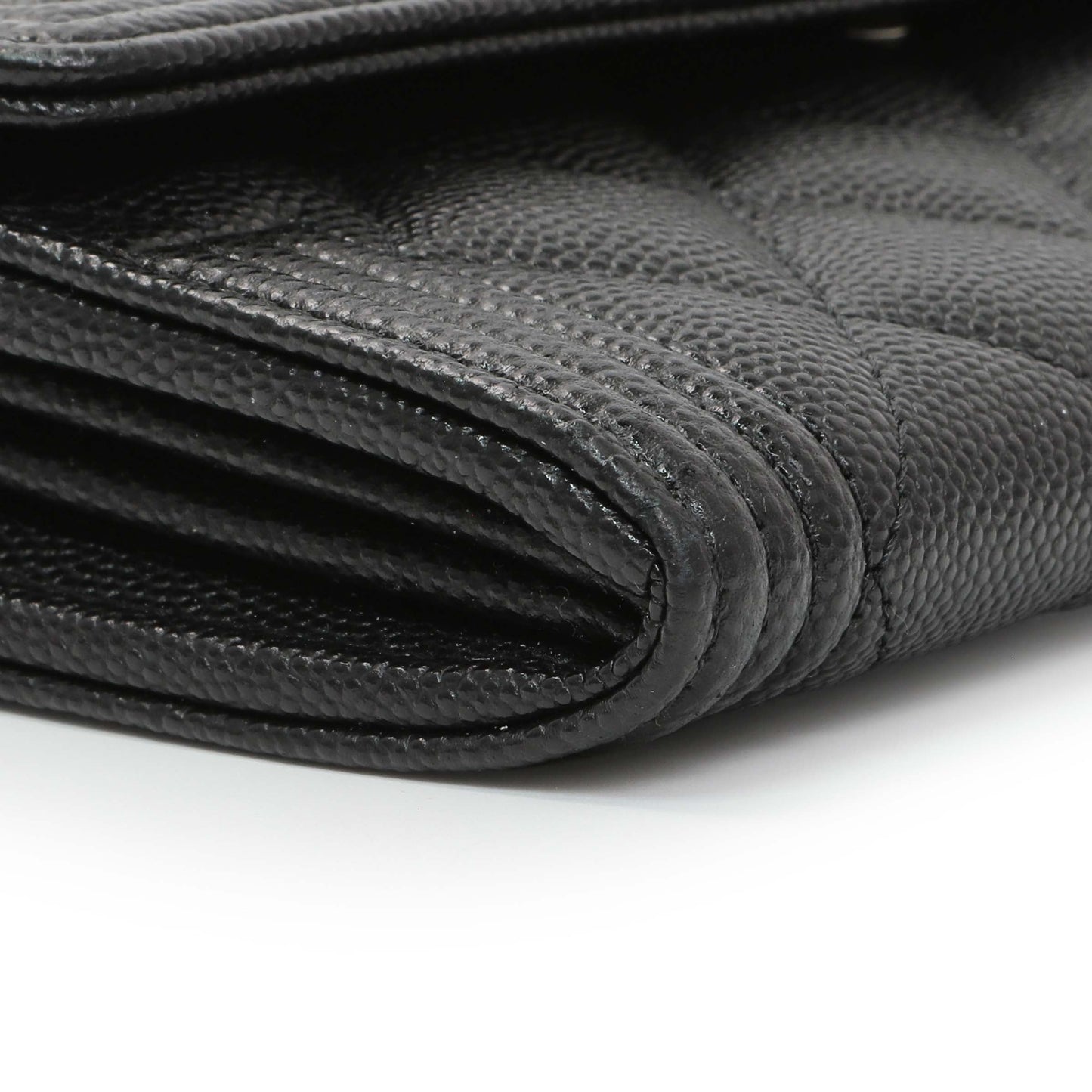 Exclusive Chanel Black Quilted Caviar Large Boy Gusset Flap Wallet — Top View