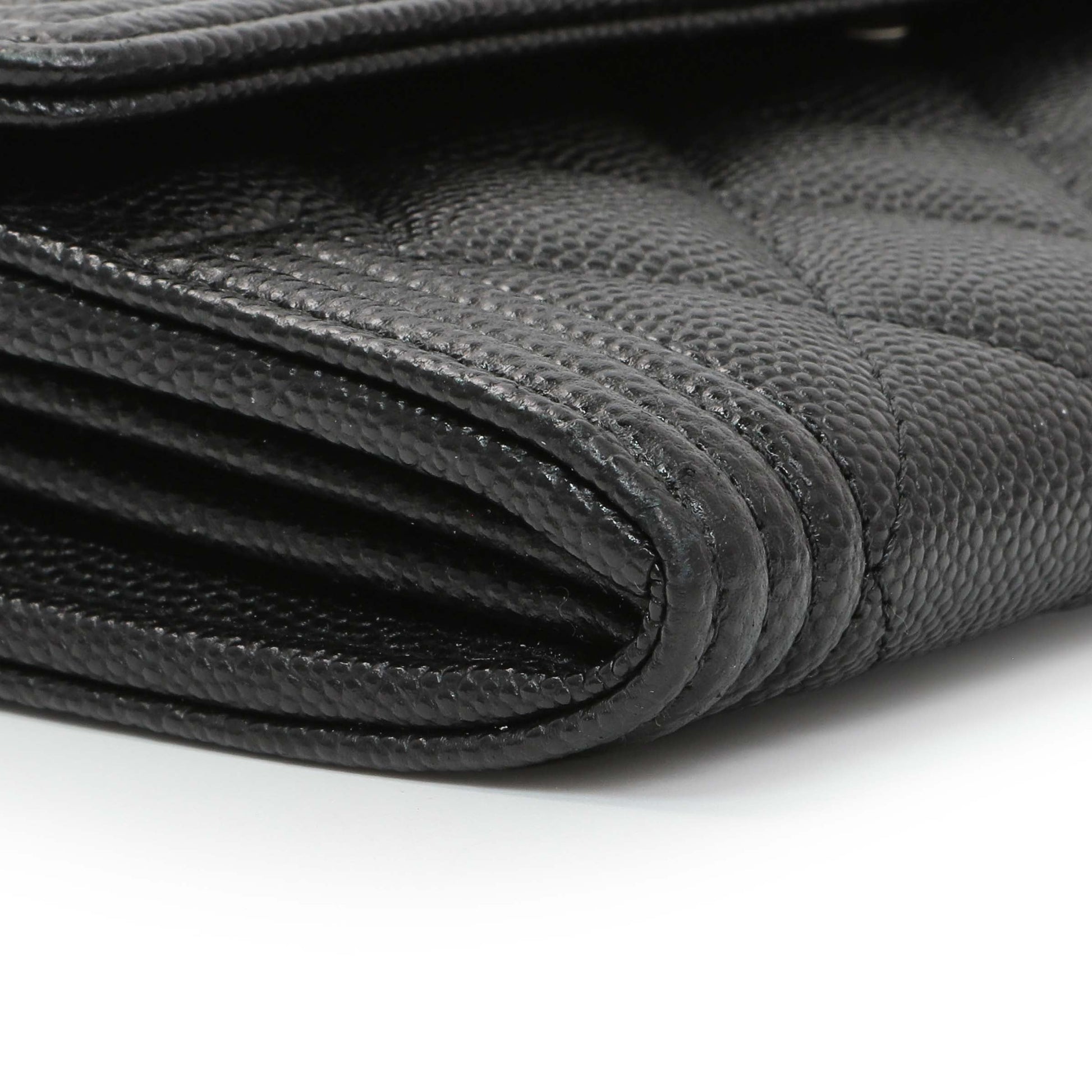 Exclusive Chanel Black Quilted Caviar Large Boy Gusset Flap Wallet — Top View