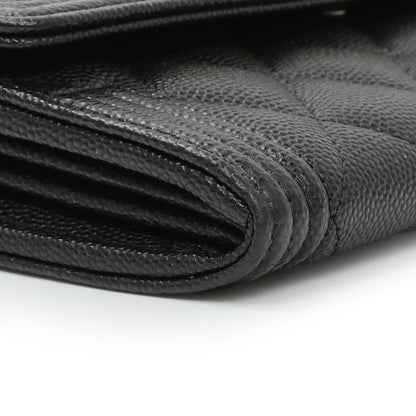 Exclusive Chanel Black Quilted Caviar Large Boy Gusset Flap Wallet — Top View