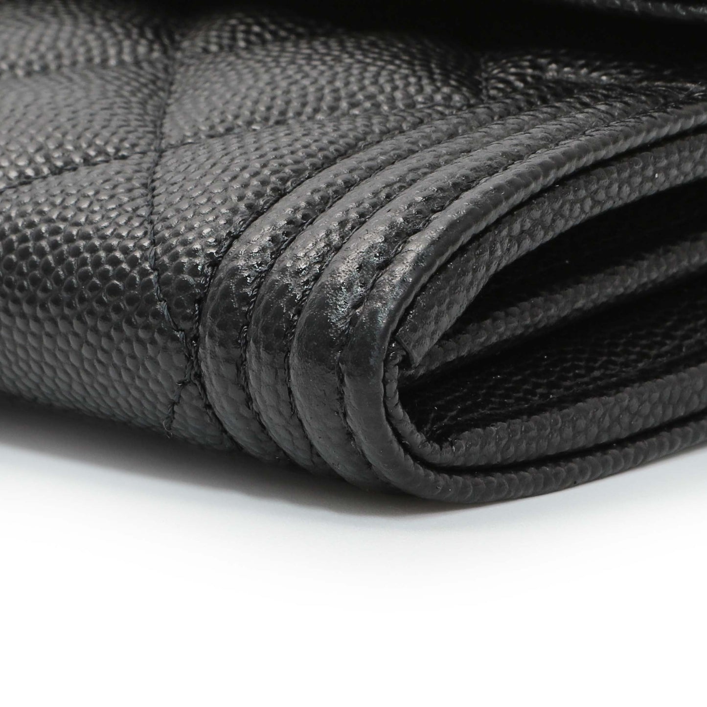 Exclusive Chanel Black Quilted Caviar Large Boy Gusset Flap Wallet — Detail View