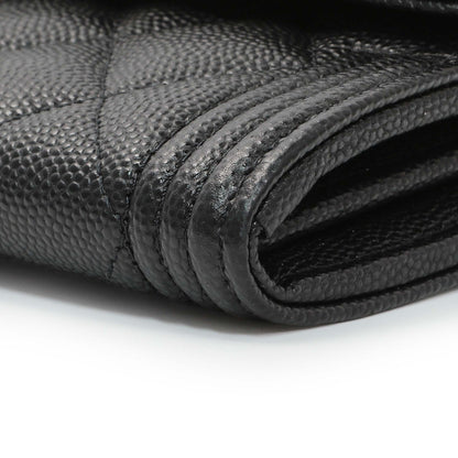 Exclusive Chanel Black Quilted Caviar Large Boy Gusset Flap Wallet — Detail View