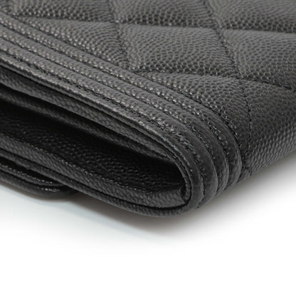 Exclusive Chanel Black Quilted Caviar Large Boy Gusset Flap Wallet — Lifestyle View