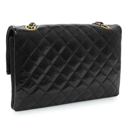 Exclusive Chanel Black Quilted Patent Pagoda Accordion Flap — Side View