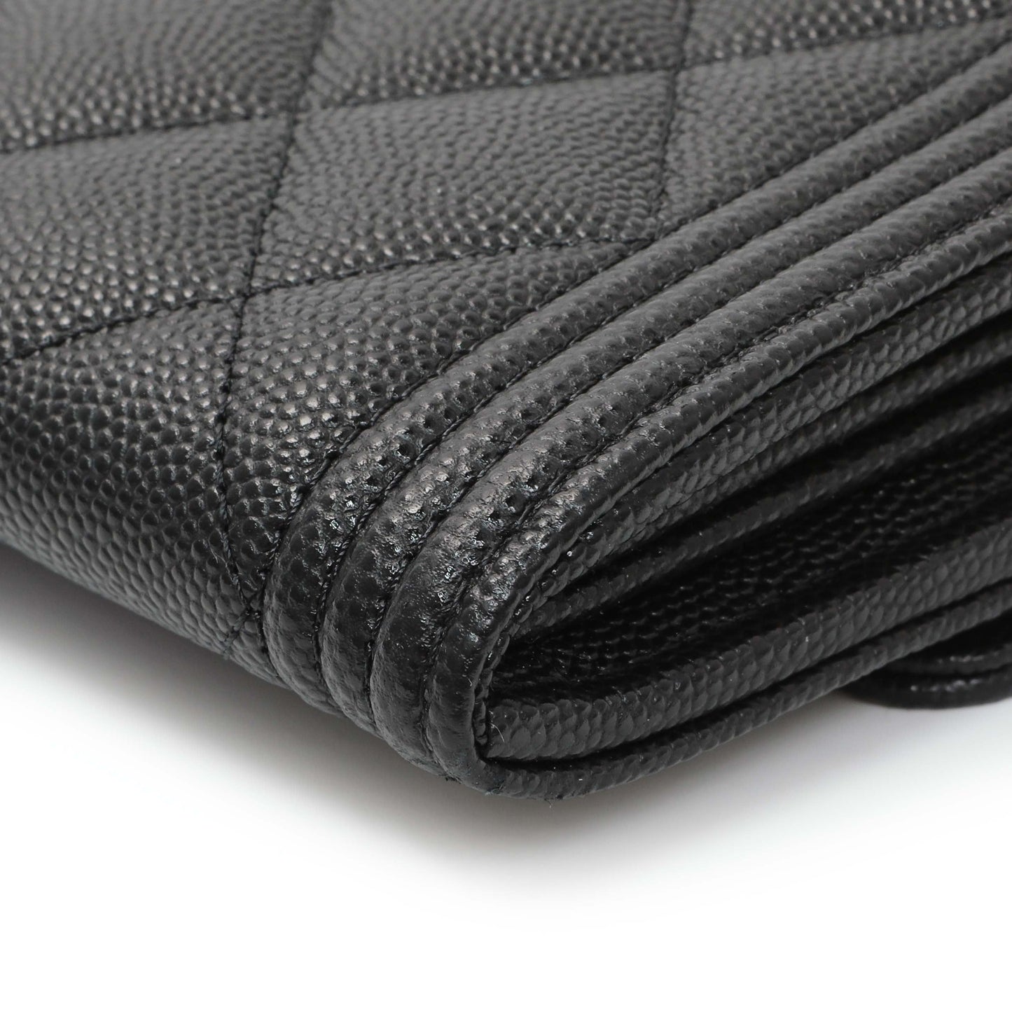 Exclusive Chanel Black Quilted Caviar Large Boy Gusset Flap Wallet — Alternate View 7