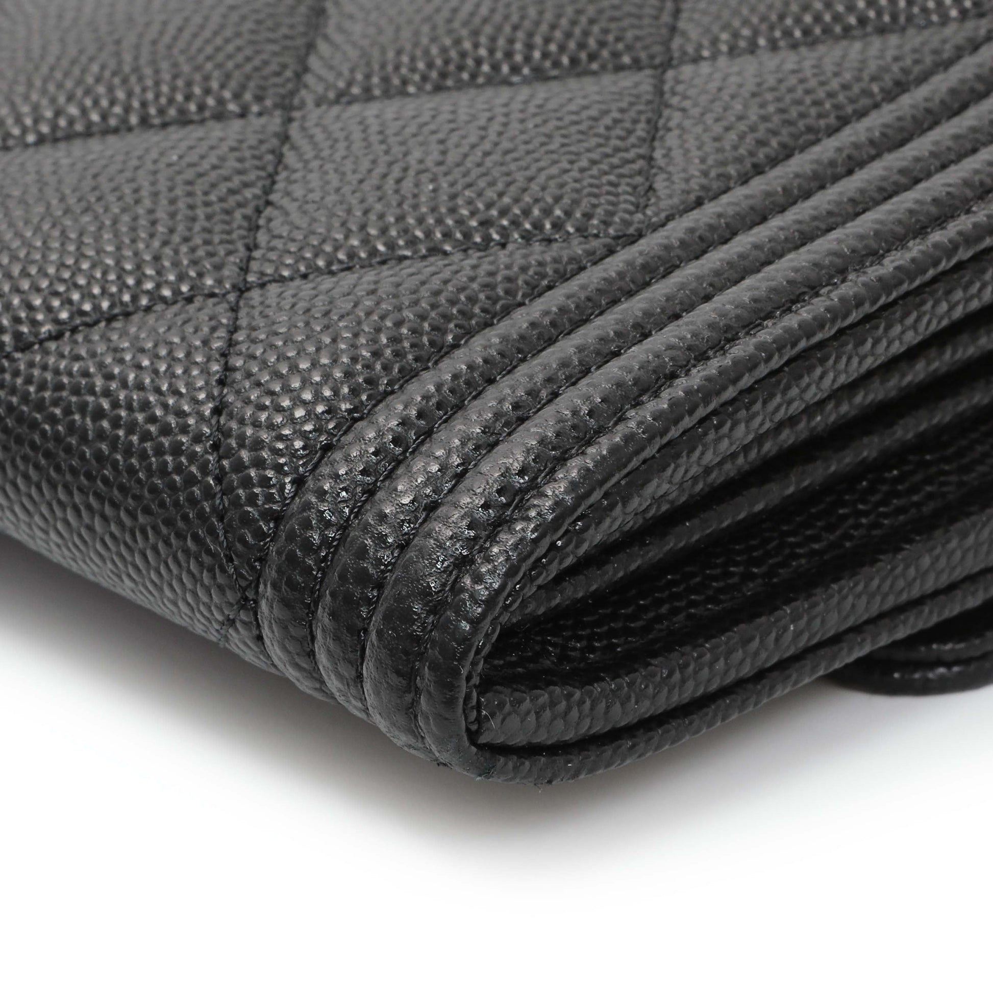 Exclusive Chanel Black Quilted Caviar Large Boy Gusset Flap Wallet — Alternate View 7