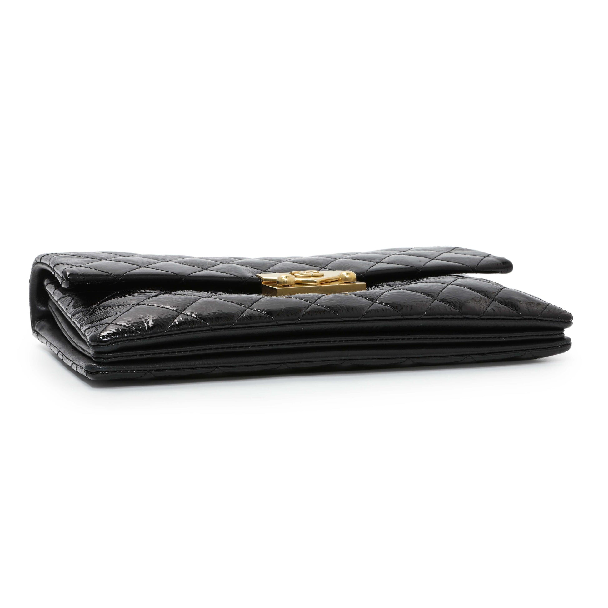 Exclusive Chanel Black Quilted Patent Pagoda Accordion Flap — Back View