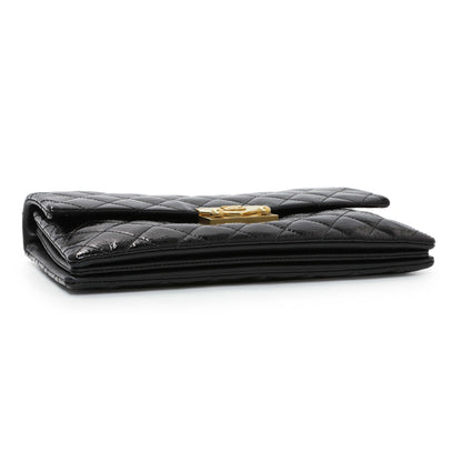 Exclusive Chanel Black Quilted Patent Pagoda Accordion Flap — Back View