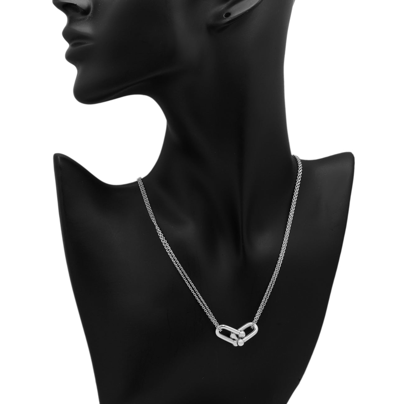 Exclusive Tiffany & Co. Sterling Silver Large Double Link Pendant — Detail View