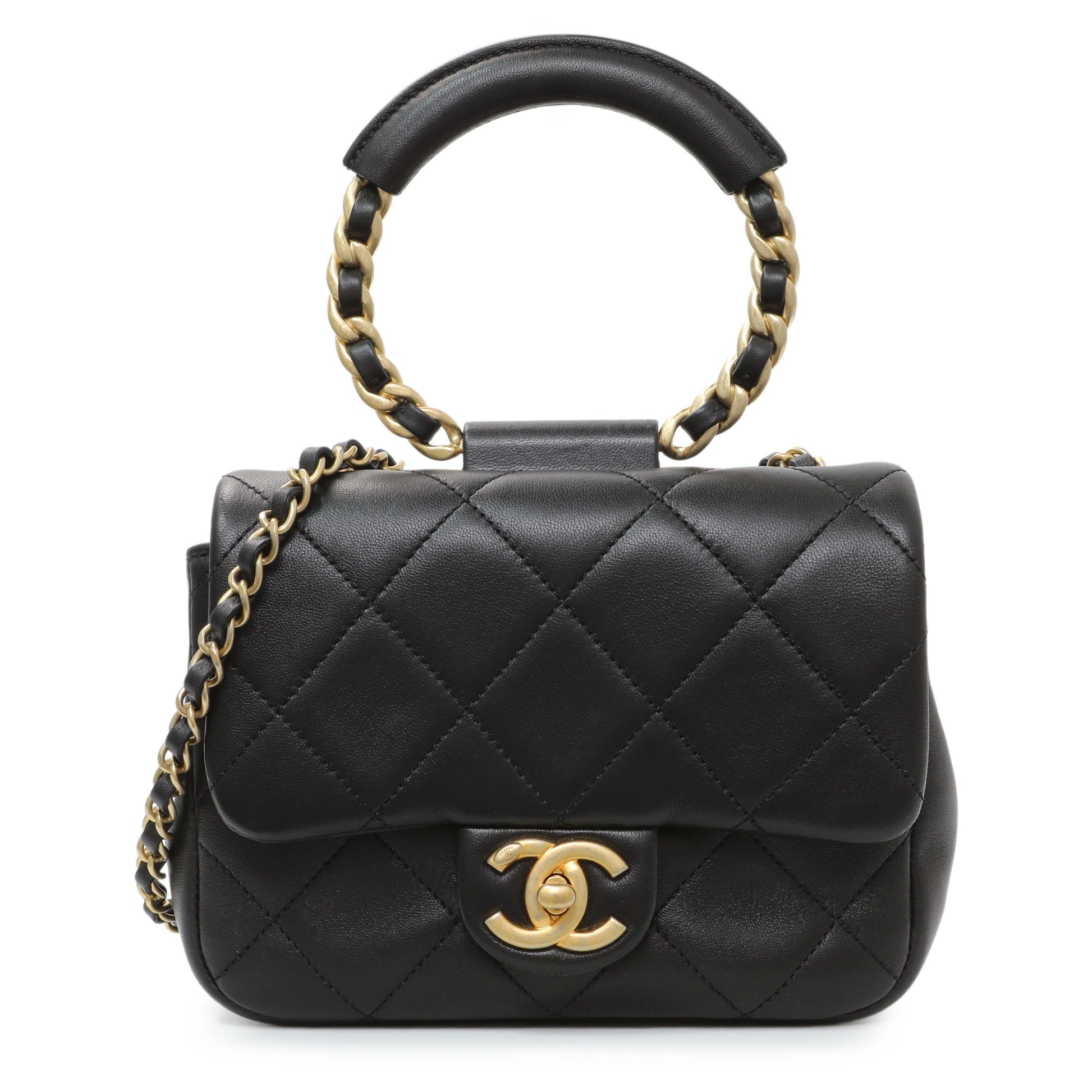 Exclusive Chanel Black Quilted Lambskin In The Loop Flap — Front View