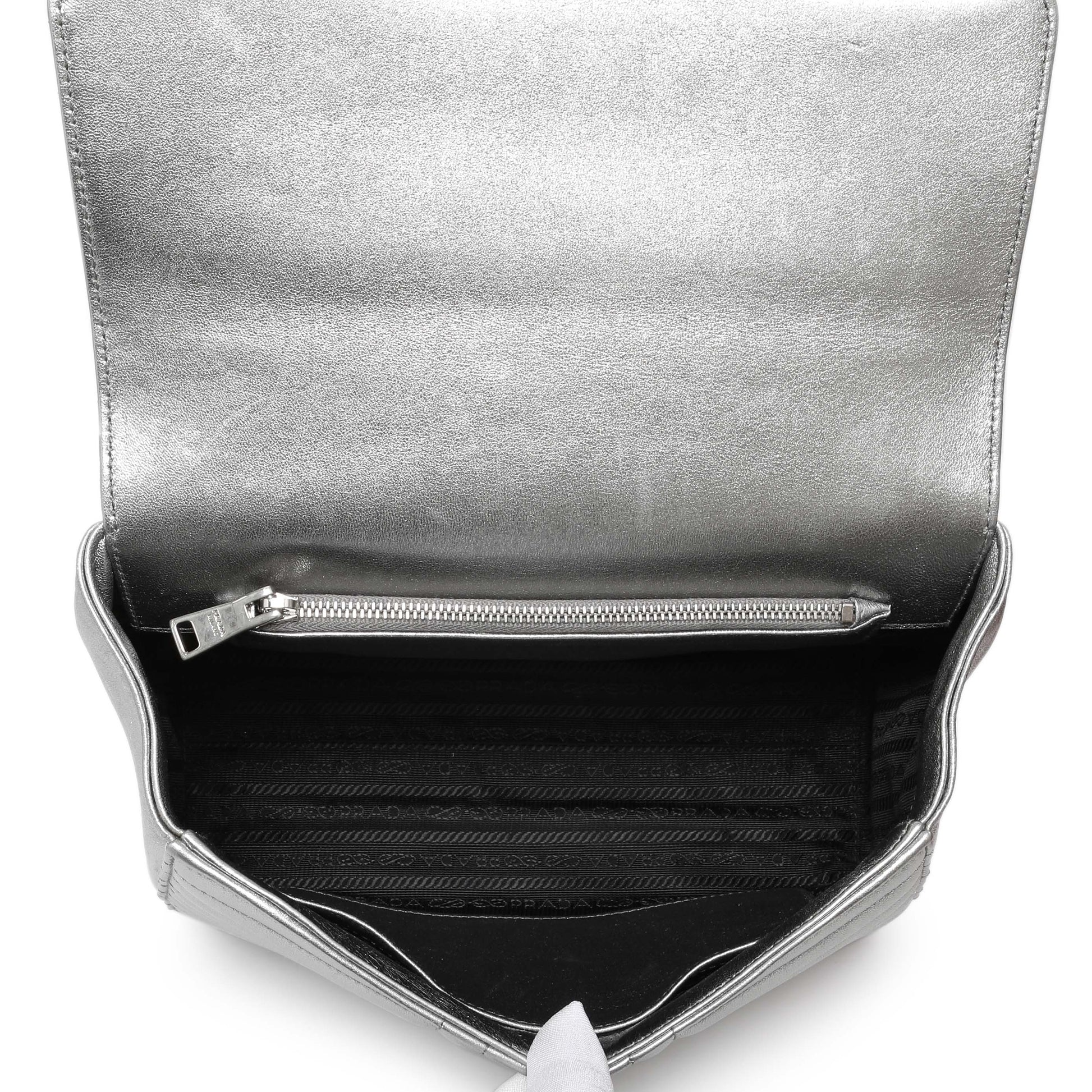 Exclusive Prada Silver Calfskin Diagramme Flap Bag — Alternate View 8