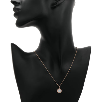 Exclusive Bulgari 18K Rose Gold Mother of Pearl Bvlgari Bvlgari Pendant Necklace — Back View