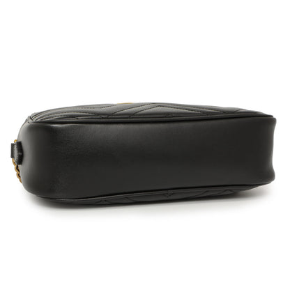 Exclusive Gucci Black Calfskin Matelasse Small GG Marmont Chain Shoulder Bag — Back View