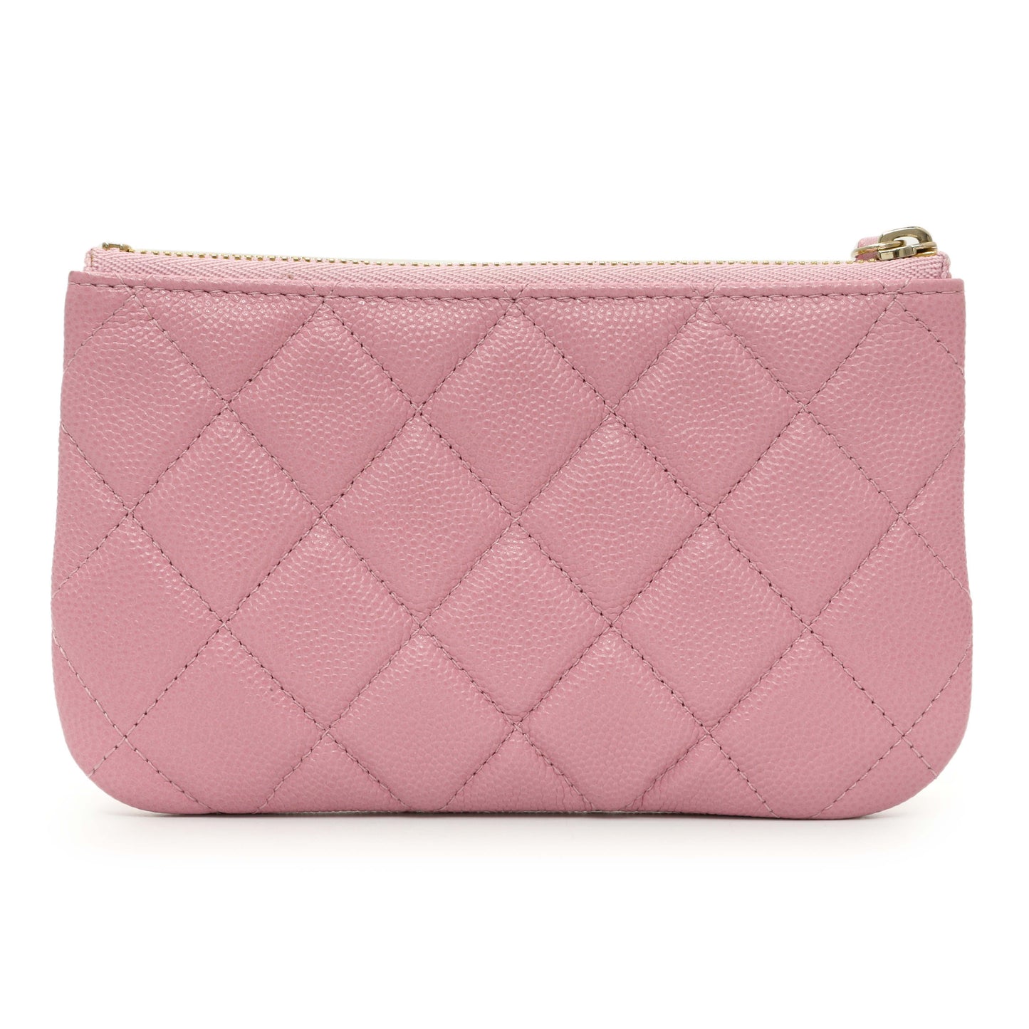 Exclusive Chanel Pink Quilted Caviar Small Cosmetic Case — Side View