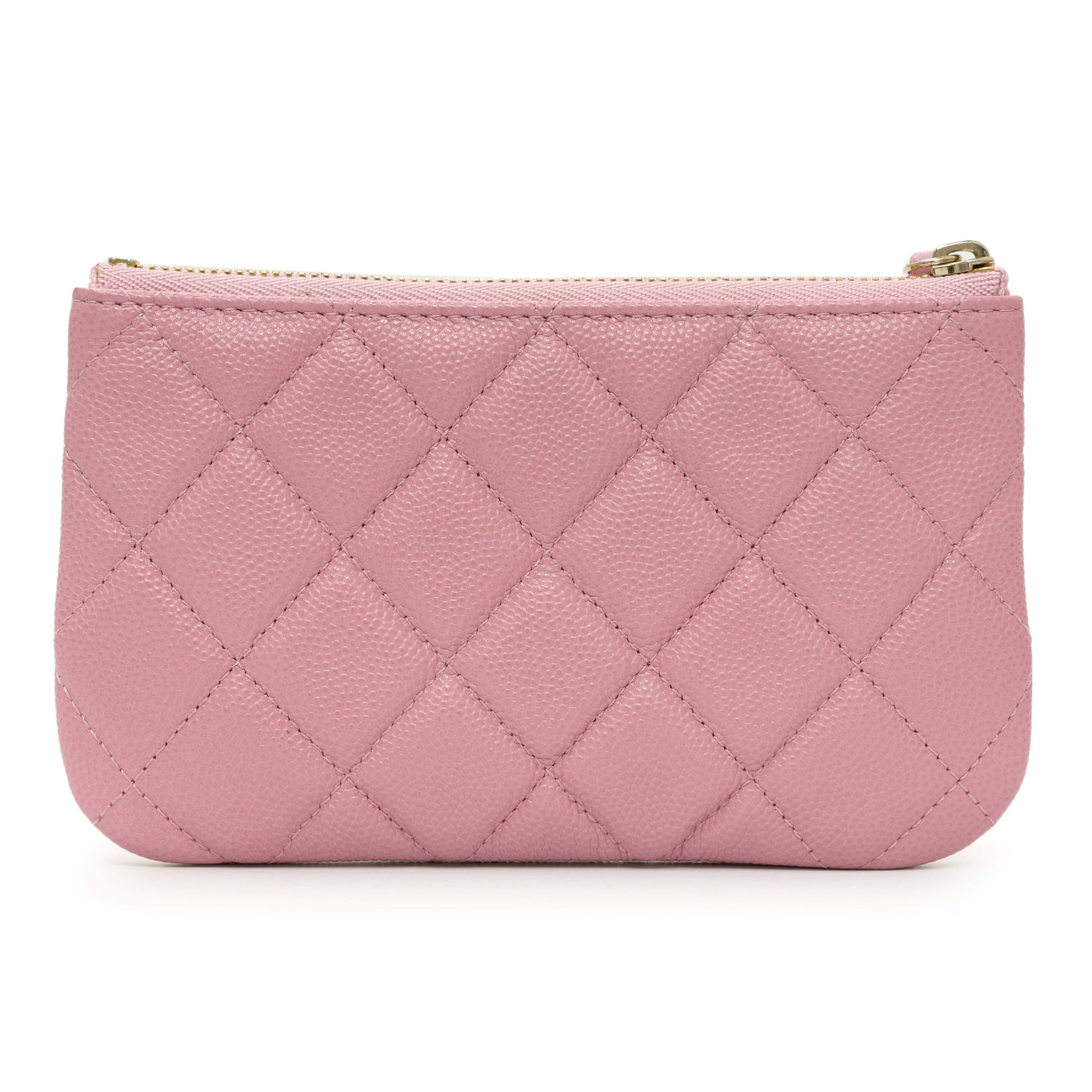 Exclusive Chanel Pink Quilted Caviar Small Cosmetic Case — Side View