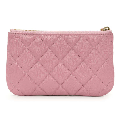 Exclusive Chanel Pink Quilted Caviar Small Cosmetic Case — Side View