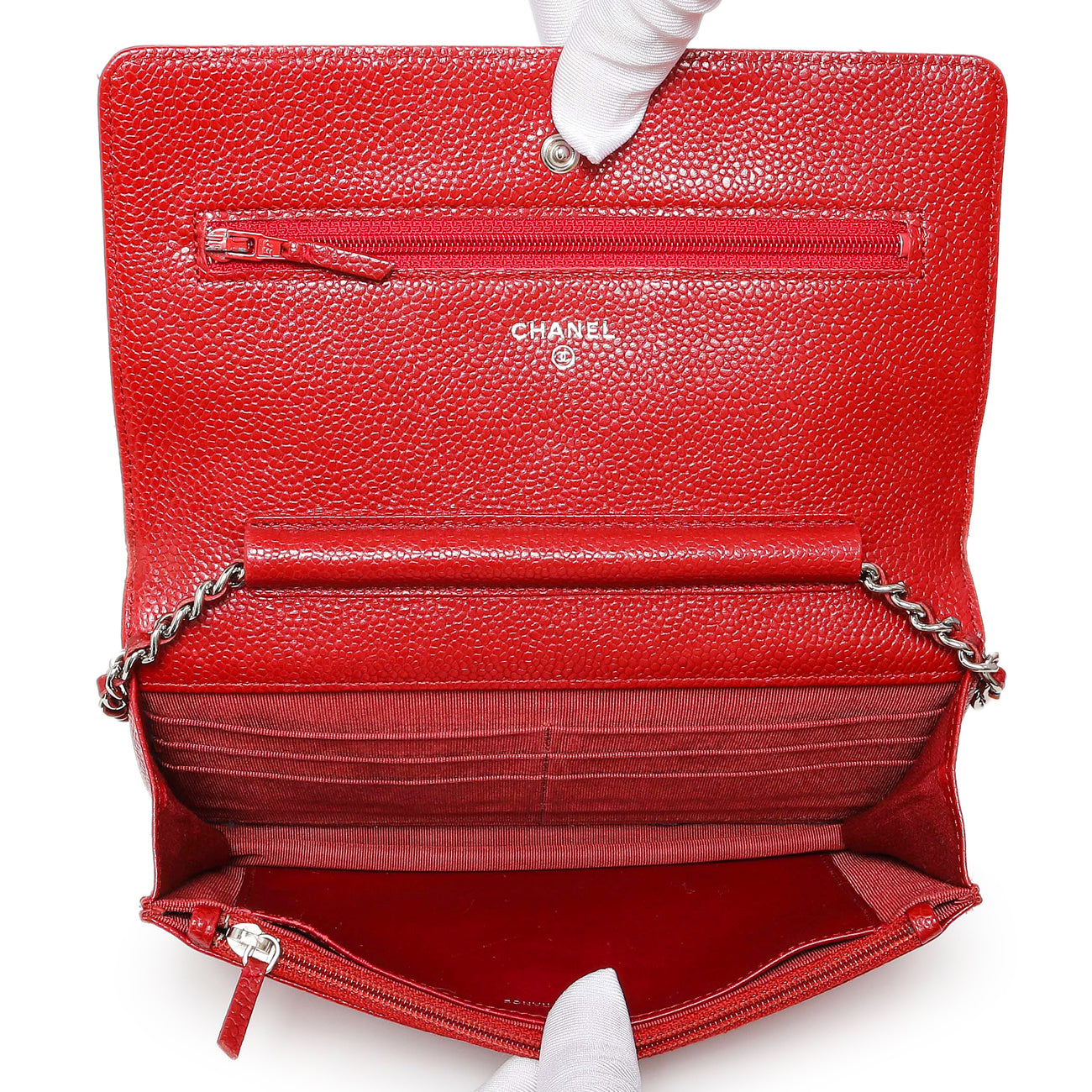 Exclusive Chanel Red Quilted Caviar Classic Wallet on Chain WOC — Alternate View 8