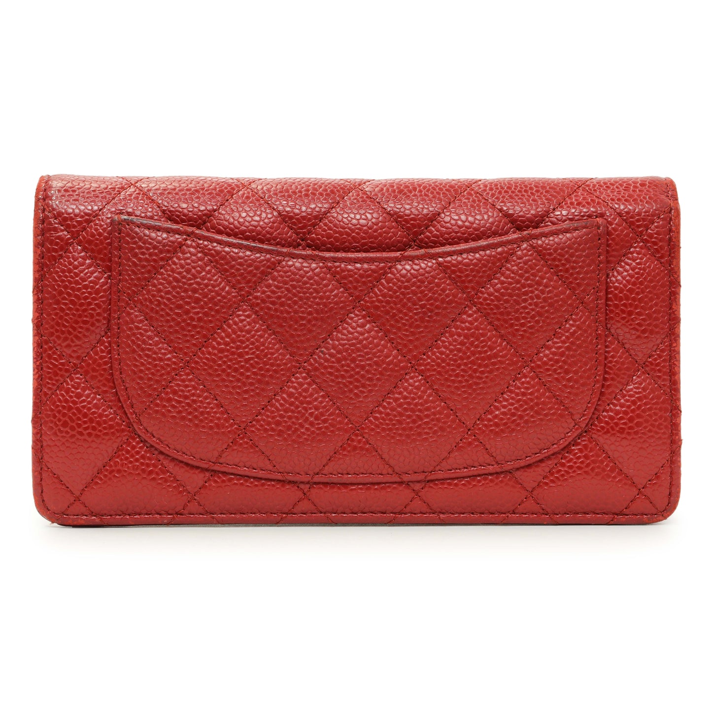 Exclusive Chanel Red Quilted Caviar Yen Wallet — Side View