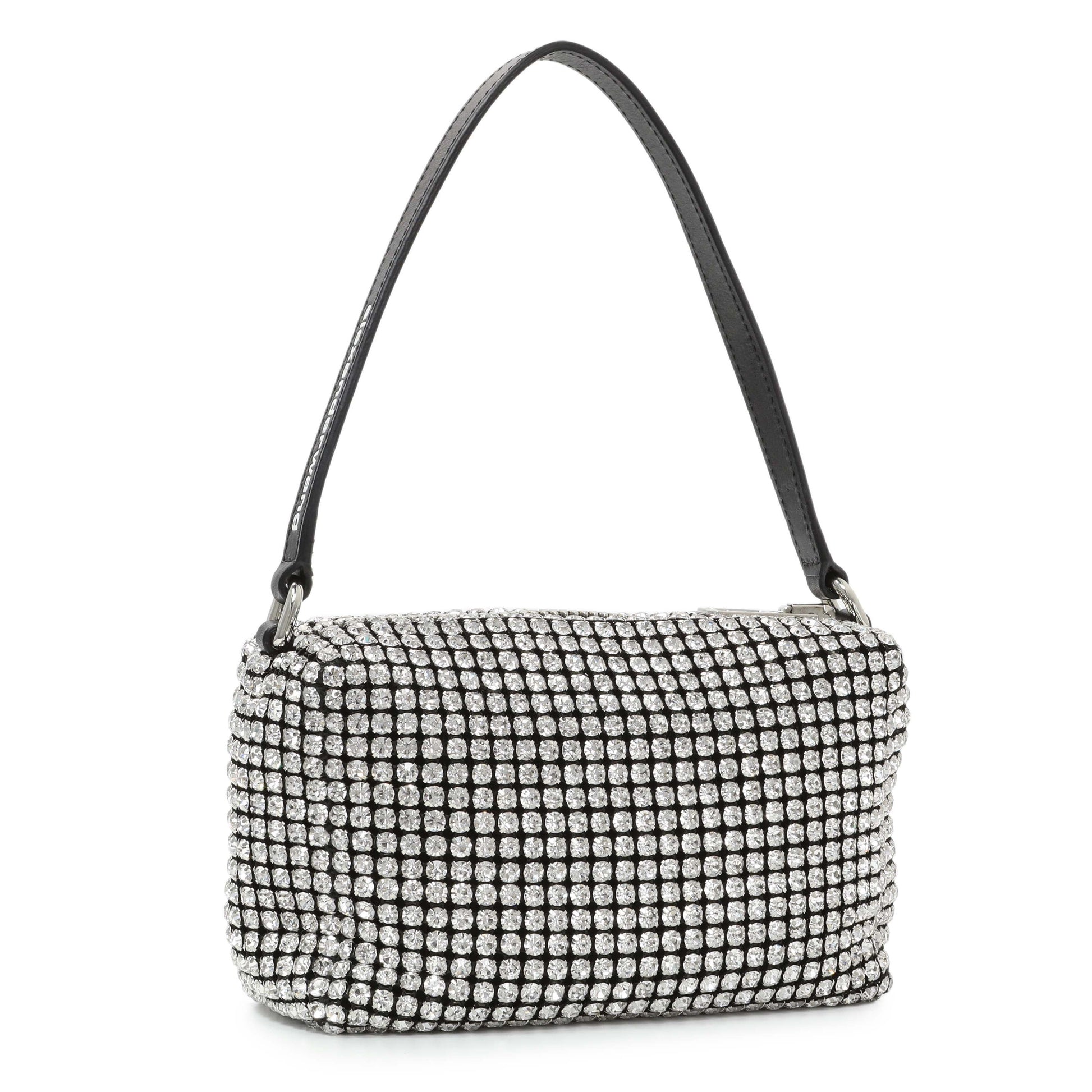 Exclusive Alexander Wang Black Silver Mesh Crystal Rhinestone Mini Heiress Pouch — Side View