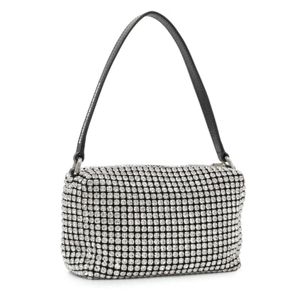 Exclusive Alexander Wang Black Silver Mesh Crystal Rhinestone Mini Heiress Pouch — Side View