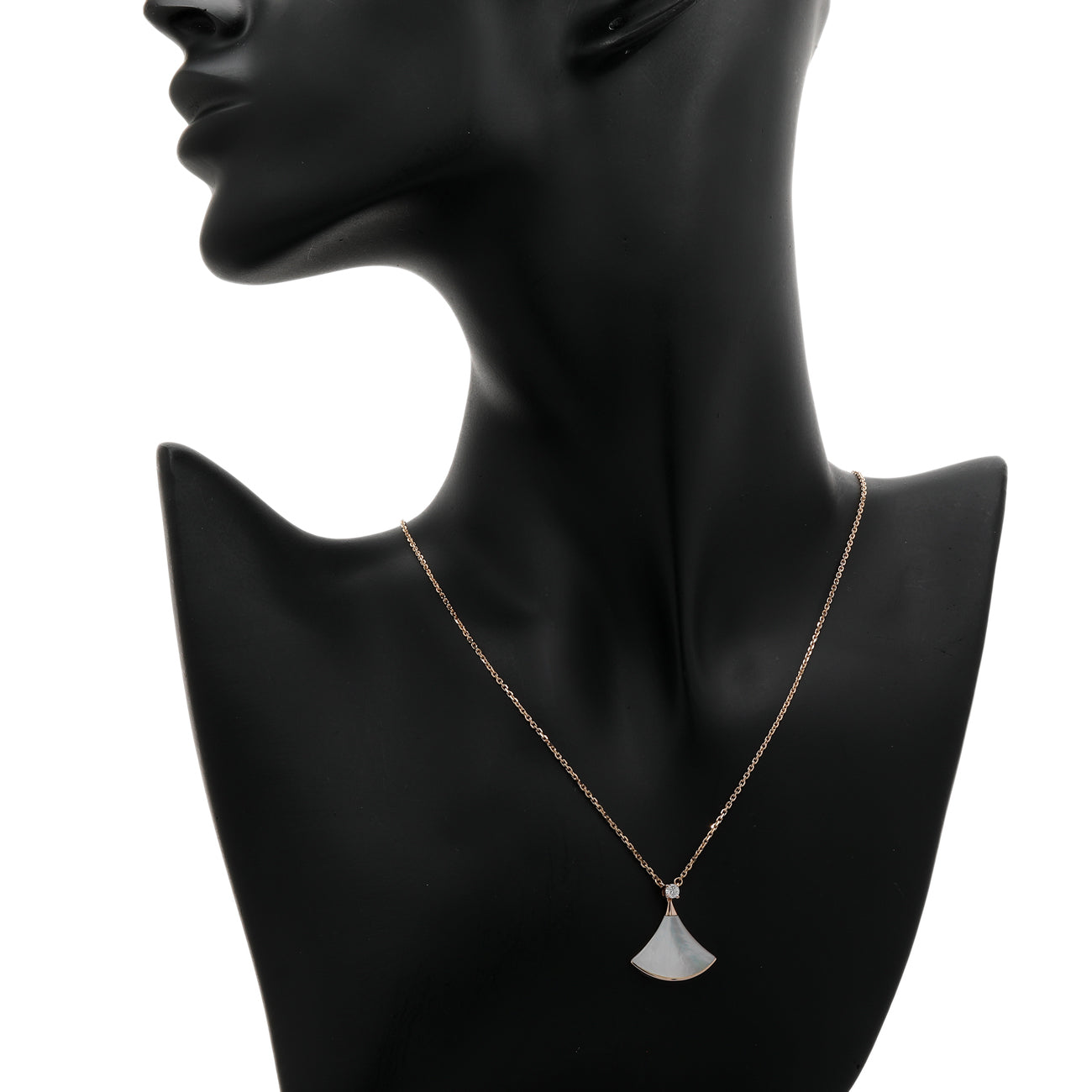 Exclusive Bulgari 18K Rose Gold Mother of Pearl Diamond Divas’ Dream Necklace — Top View