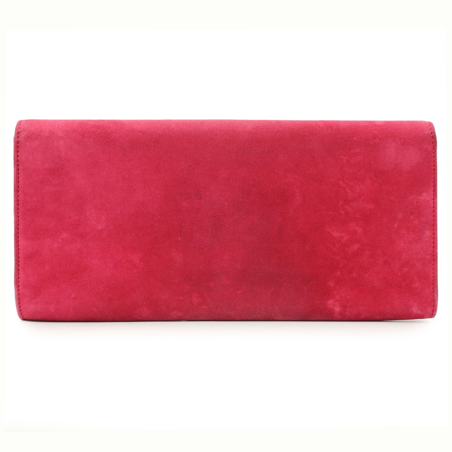 Exclusive Gucci Pink Suede Crystal Interlocking Clutch — Side View