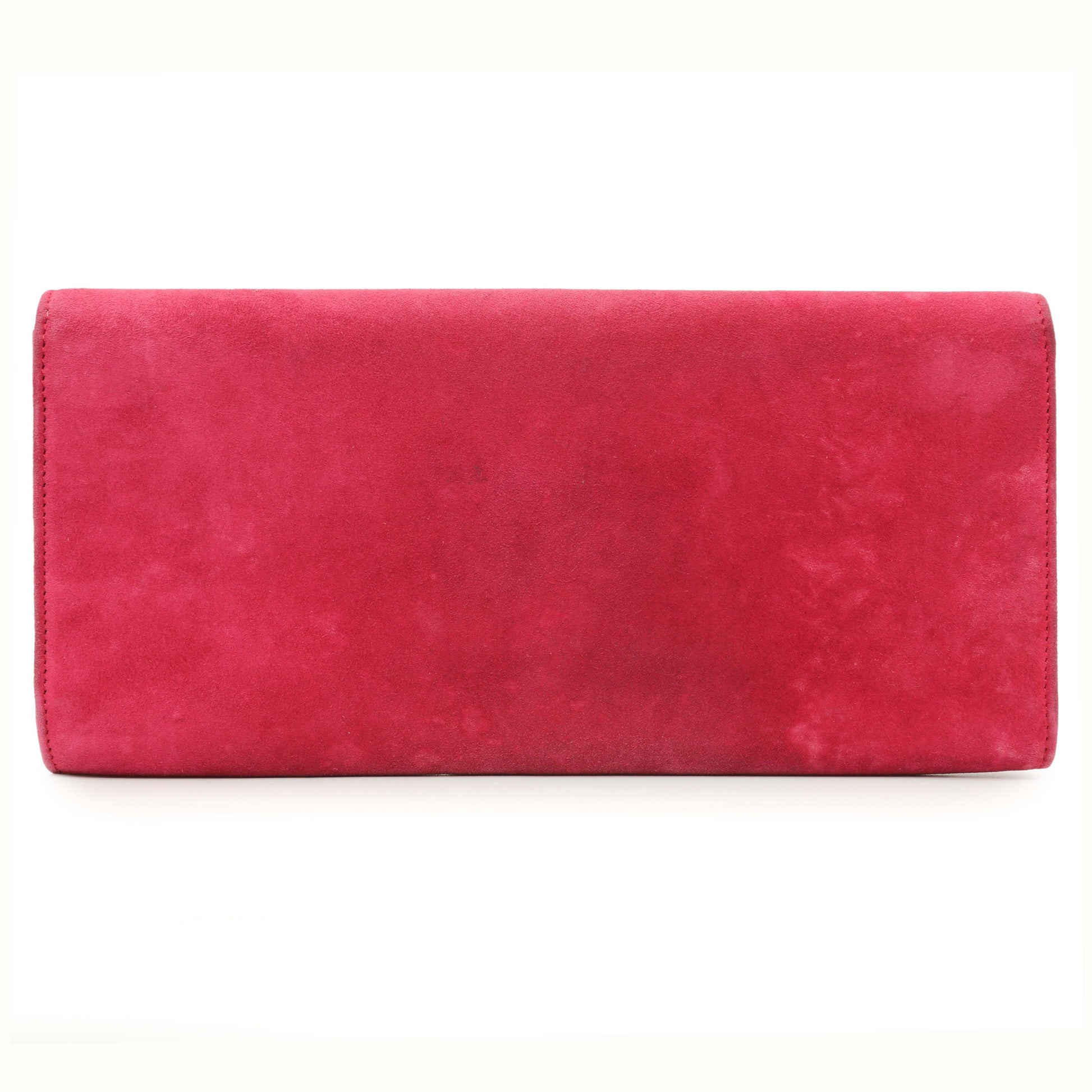 Exclusive Gucci Pink Suede Crystal Interlocking Clutch — Side View