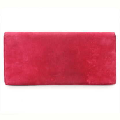 Exclusive Gucci Pink Suede Crystal Interlocking Clutch — Side View