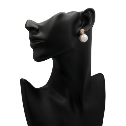 Exclusive Mikimoto 18K Rose Gold South Sea Pearl Pink Diamond Earrings — Back View