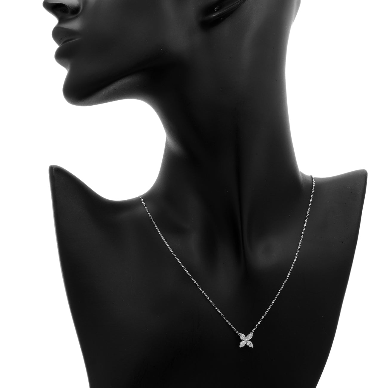 Exclusive Tiffany & Co. Platinum 0.46 Carat Medium Victoria Pendant Necklace — Detail View