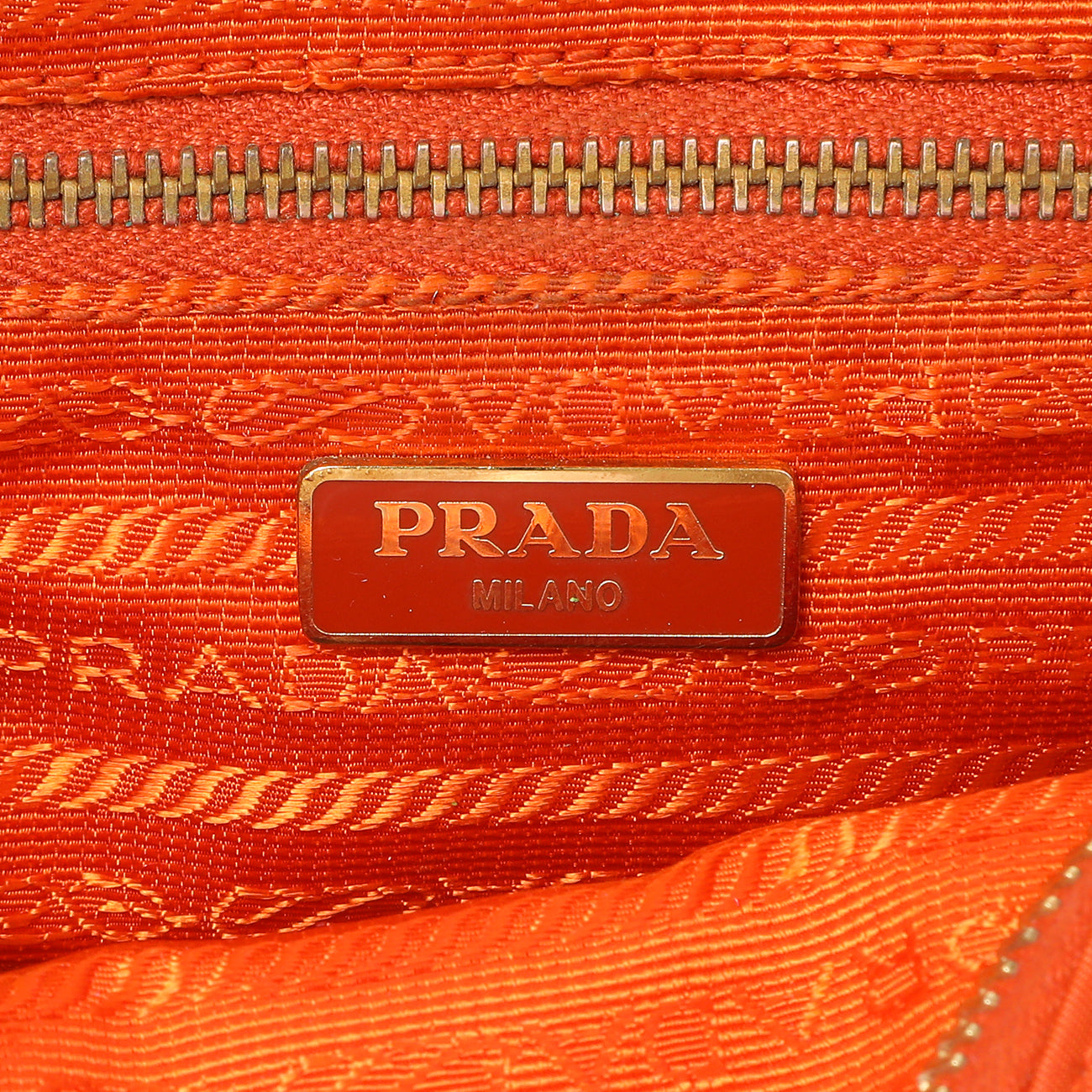 Exclusive Prada Papaya Tessuto Nylon Wristlet Pouch — Detail View