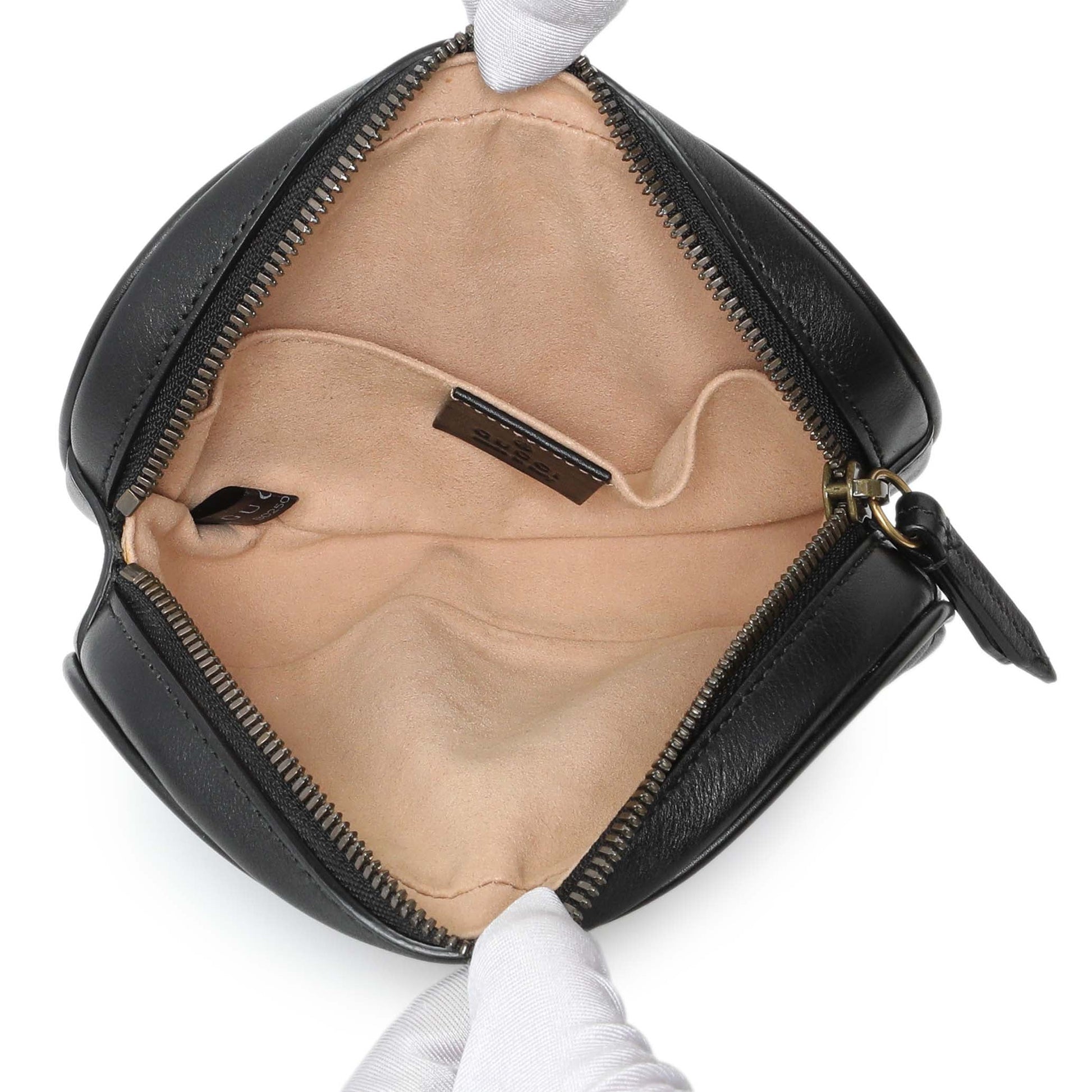 Exclusive Gucci Black Calfskin Matelasse GG Marmont Belt Bag — Top View