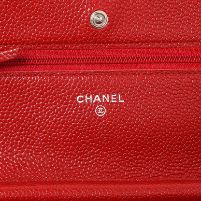 Exclusive Chanel Red Quilted Caviar Classic Wallet on Chain WOC — Alternate View 9